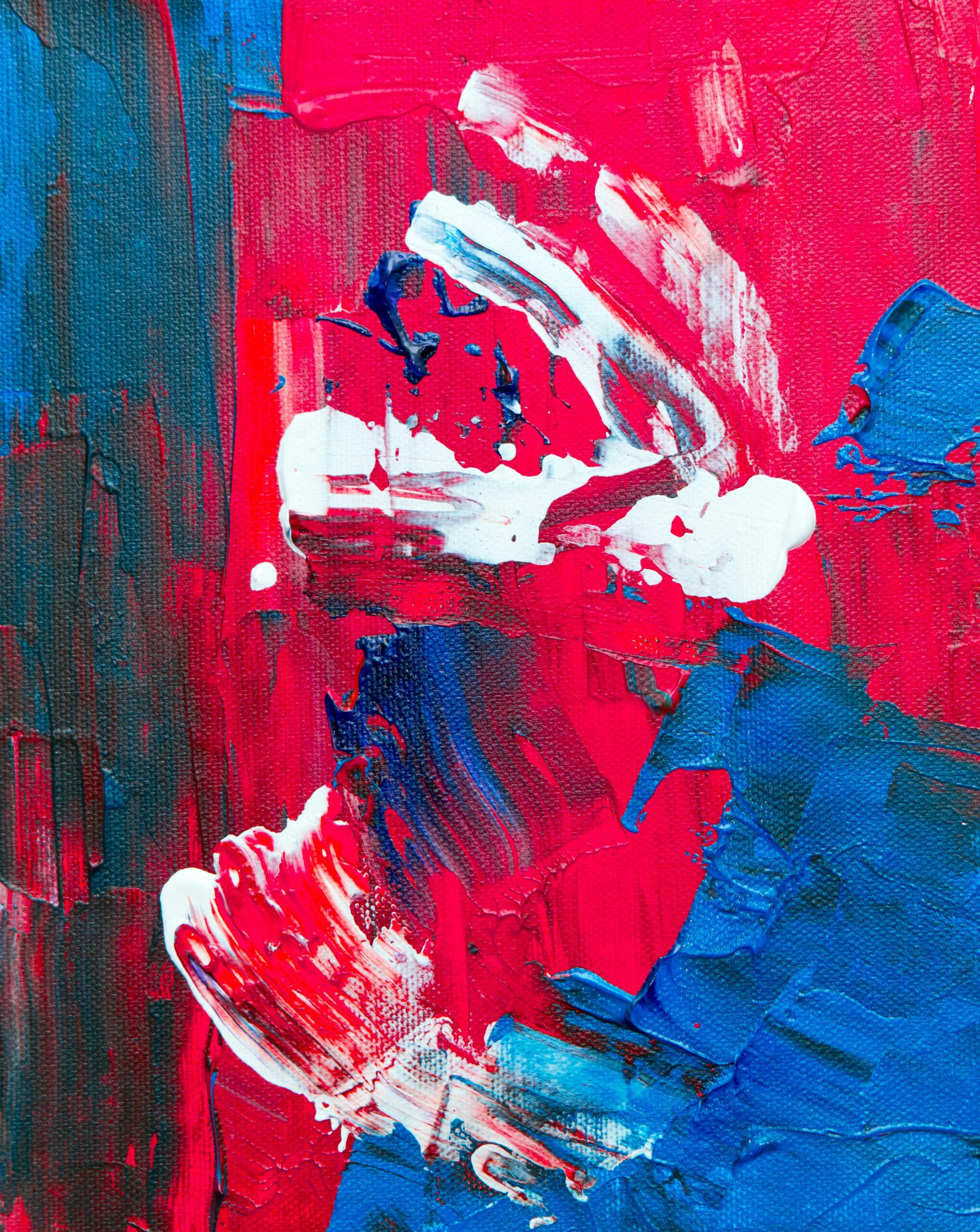 Red, White, And Blue Abstract Painting